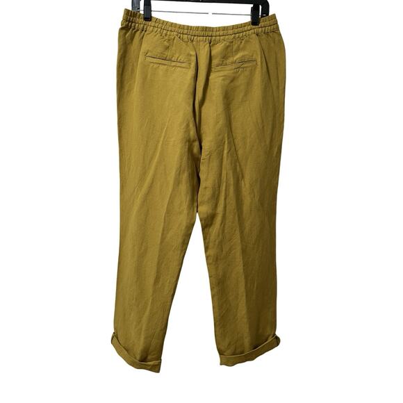 J Jill Womens Linen Blend Drawstring Ankle Pants Size S Mustard Coastal Vacay - Picture 2 of 8